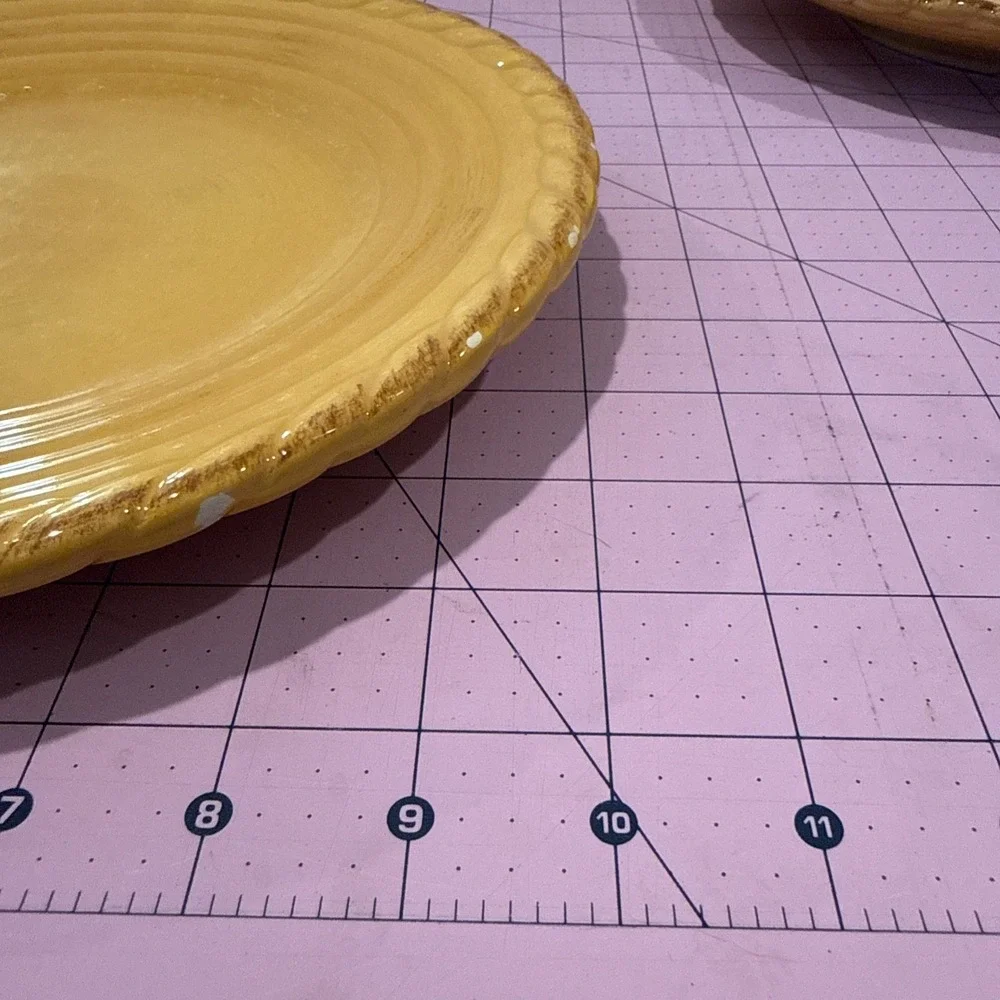 Artimino TUSCAN COUNTRYSIDE Yellow Embossed Ceramic Plates Set of 2 w/‎ Chips